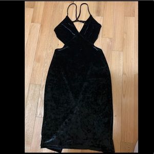Black Velvet Backless Dress